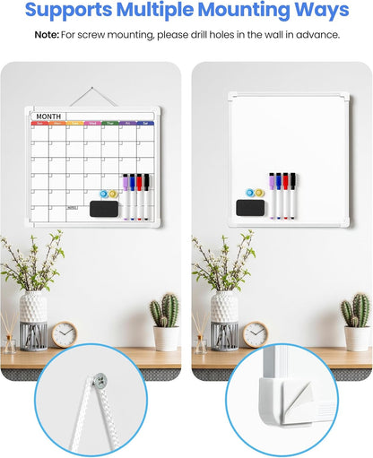 VITEVER Calendar Whiteboard for Wall, Double-Sided Dry Erase Board, Hanging Monthly Planning Board, Small White Board for Memo, to Do List, Home, Kitchen, Office Accessories