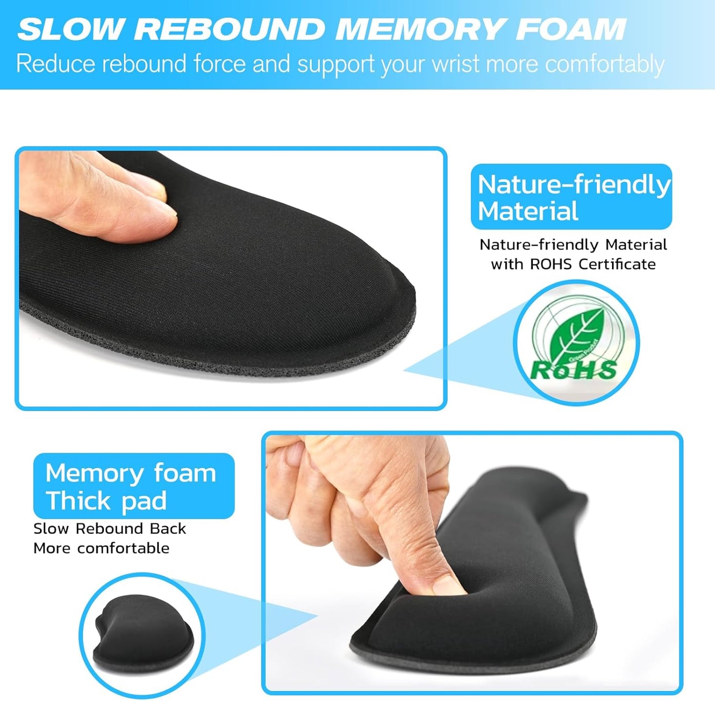 Keyboard Wrist Rest and Mouse Wrist Rest Set - Ergonomic Memory Foam Wrist Cushion - for Wrist Support on Computer, Laptop, Office, Playing Games, Typing Relieves Wrist Pain Rose Red