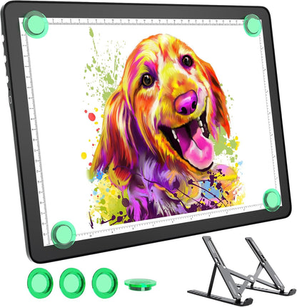 Rechargeable A4 Light Box for Tracing,Bawaslom LED Light Pad with Adjustable Stand and Strong Magnets,Ultra-Thin & Bright Tracing Board for Diamond Art,Sketching,Vinyl Weeding,Architectural Design