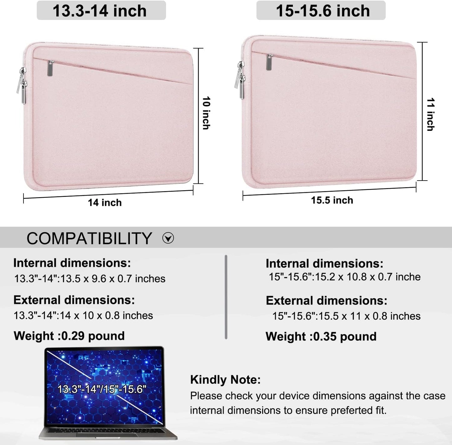 Laptop Sleeve 15.6 inch, Durable Computer Carrying Bag Protective Case Briefcase Handbag with Front Pocket, Slim Laptop Cover for 15-16 Inch HP, Dell, Lenovo, Asus, Notebook, Black