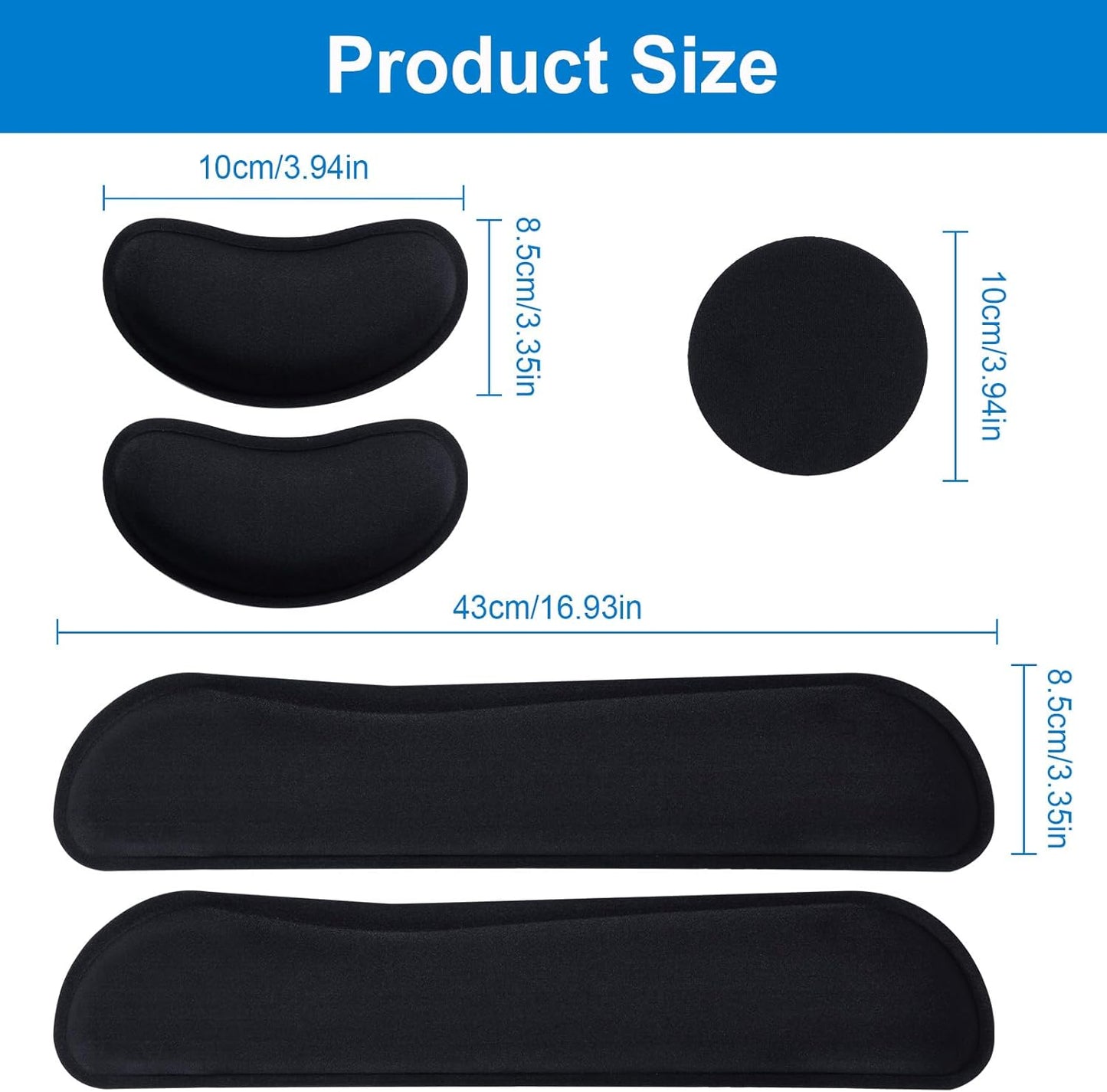 Leolee Elbow Rest Pads for Desk, Black Ergonomic Arm Rest Pads with Memory Foam & Non-Slip Base, Armrest Cushion Support Pad Relieve Elbow and Wrist Pain for Computer, Office, 2 Packs