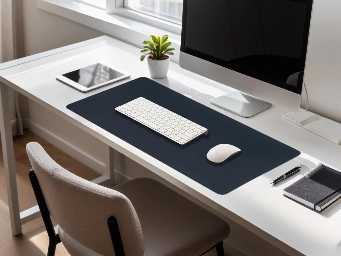 Desk Pad Mat Dual-Sided Natural Cork and PU Leather Non-Slip Water-Resistant Desk Matt for Desktop
