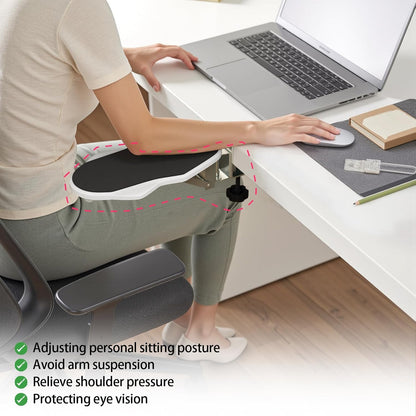 Ergonomic Arm/Elbow Rest for Desk - Foldable Rotatable Elbow Support for Computer Desk, Office & Gaming Comfort (Foldable Rotating Black)