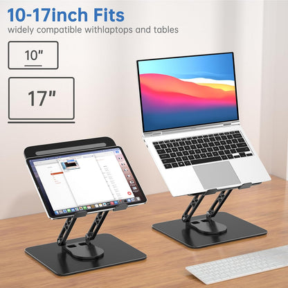 Laptop Stand for Desk Adjustable Computer Stand with 360 Rotating Base Ergonomic Laptop Riser Mount for Desk Foldable Protable Computer Desk Fits with MacBook Pro Air, Rectangle