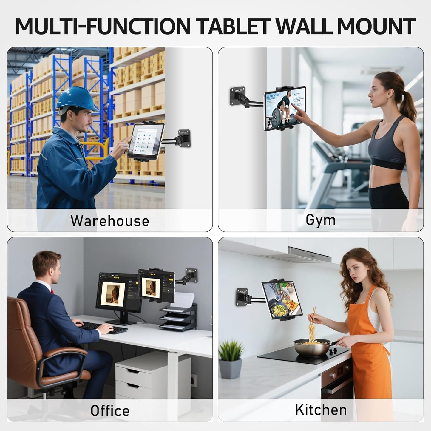 Urmust Tablet Stand for Desk, Adjustable iPad Holder for Bed, 360° Rotation, Sturdy Aluminum Tablet Arm Mount for 4.7"-15.6" iPad Pro/Air/Mini, iPhone, Galaxy Tab, for Kitchen, Work, Video Call