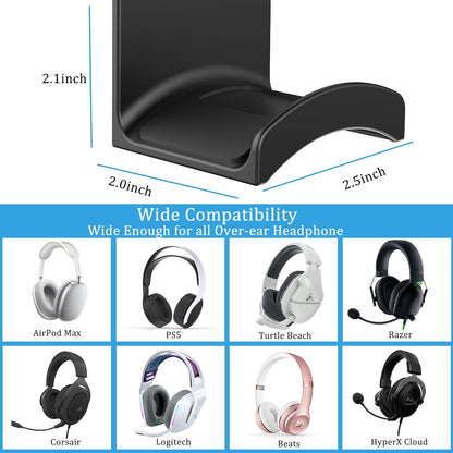 SOKUSIN Headphone Stand Headset Holder - Adhesive Gaming Earphones Hanger, Universal Desk Wall Mount Hook for All Headphone/Controller, Compatible with Beats, AirPods Max,Sony, JBL (White)