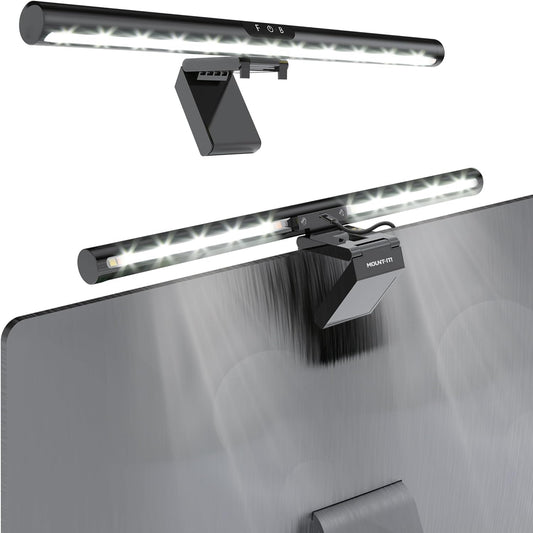 Mount-It! Monitor Light Bar, USB-Powered LED Lamp with Stepless Dimming and Adjustable Color Temperature, Eye-Caring Desk Light for Home, Office, and Gaming, Dual Light Modes, Space-Saving Design