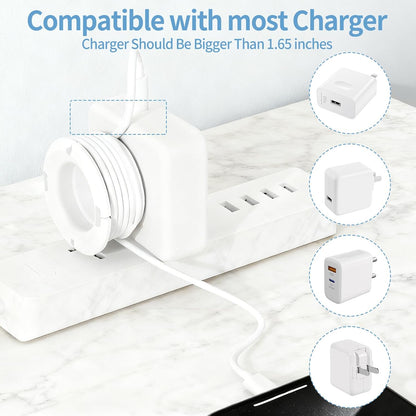3-Pack Silicone Foldable Charger Cord Organizer – Collapsible Cable Winder & Appliance Cord Holder Compatible with MacBook, PC, USB-C Chargers, and Adapters, Cruise Travel Essentials 2026 (White)