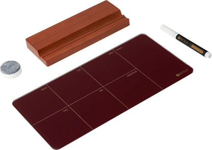 Desktop Glass Weekly Planner Whiteboard with Detachable Wood Stand,Small Portable Dry Erase Calendar to Do List White Board 12x6 for Office, Home, Schools, Marker&Eraser Included, Yeoux