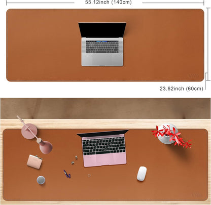 Vyaaa PU Leather & Cork Desk Mat, 39.4"x15.7" Dual Sided Computer Desk mat, Waterproof Large Mouse Pad, Non-Slip Office Desk pad, Office Desk Protector for Work/Gaming/Home (Black)