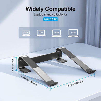 MOKURU Laptop Stand for Desk, Aluminum Laptop Riser, Ergonomic Computer Stand Compatible with for MacBook Pro/Air, Dell, HP, Lenovo, 10-17.3'' (Silver)