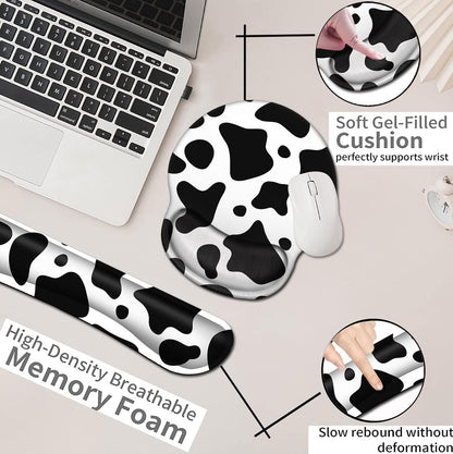 Mouse Pad with Wrist Support, Ergonomic Gel Mouse Pad Beautiful Flowers,Pink Hyacinths on Wood Panel，Non-Slip Durable, Memory Foam Keyboard Wrist Rest, Suitable for Office Typing Games