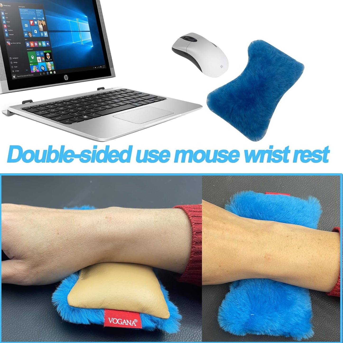 Vogana 1 Piece Mouse Soft Wrist Rest| Made from Suede and Mouse Support 100% Wool fillingr| for Computer, Laptop, PC Gaming Grey