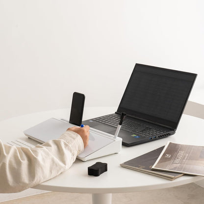 GAROOD Desktop Whiteboard with Storage Desk White Board Desk Board Glass White Board with Stand Home Office Organizer Phone Holder 15.8X7X2 inches