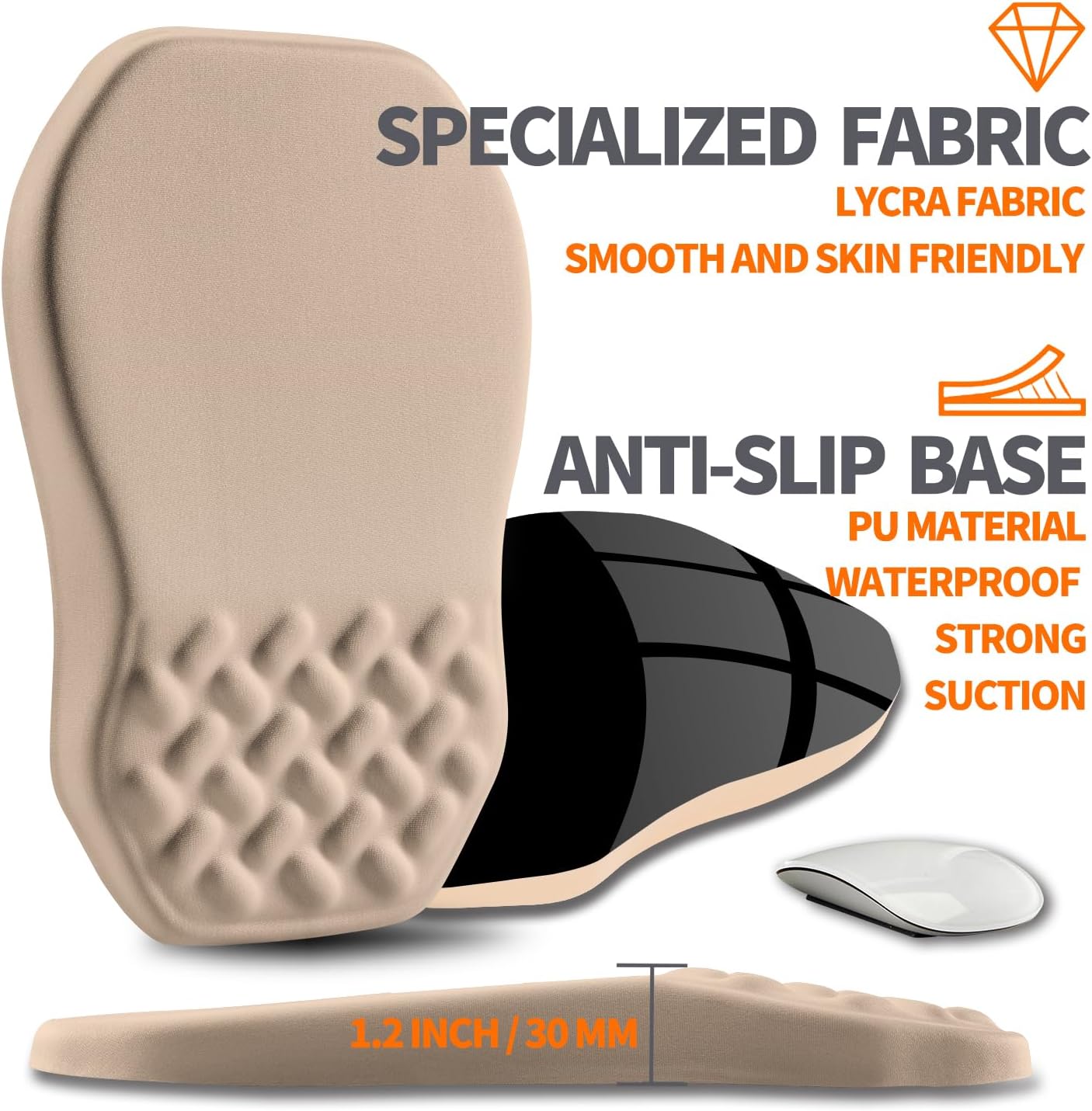 Ergonomic Slope Mouse Pad Wrist Support, Wrist Rest Mousepad for Carpal Tunnel Pain Relief with Massage Bulge and Slow Rebound Memory Foam (12x8 inch, Black)