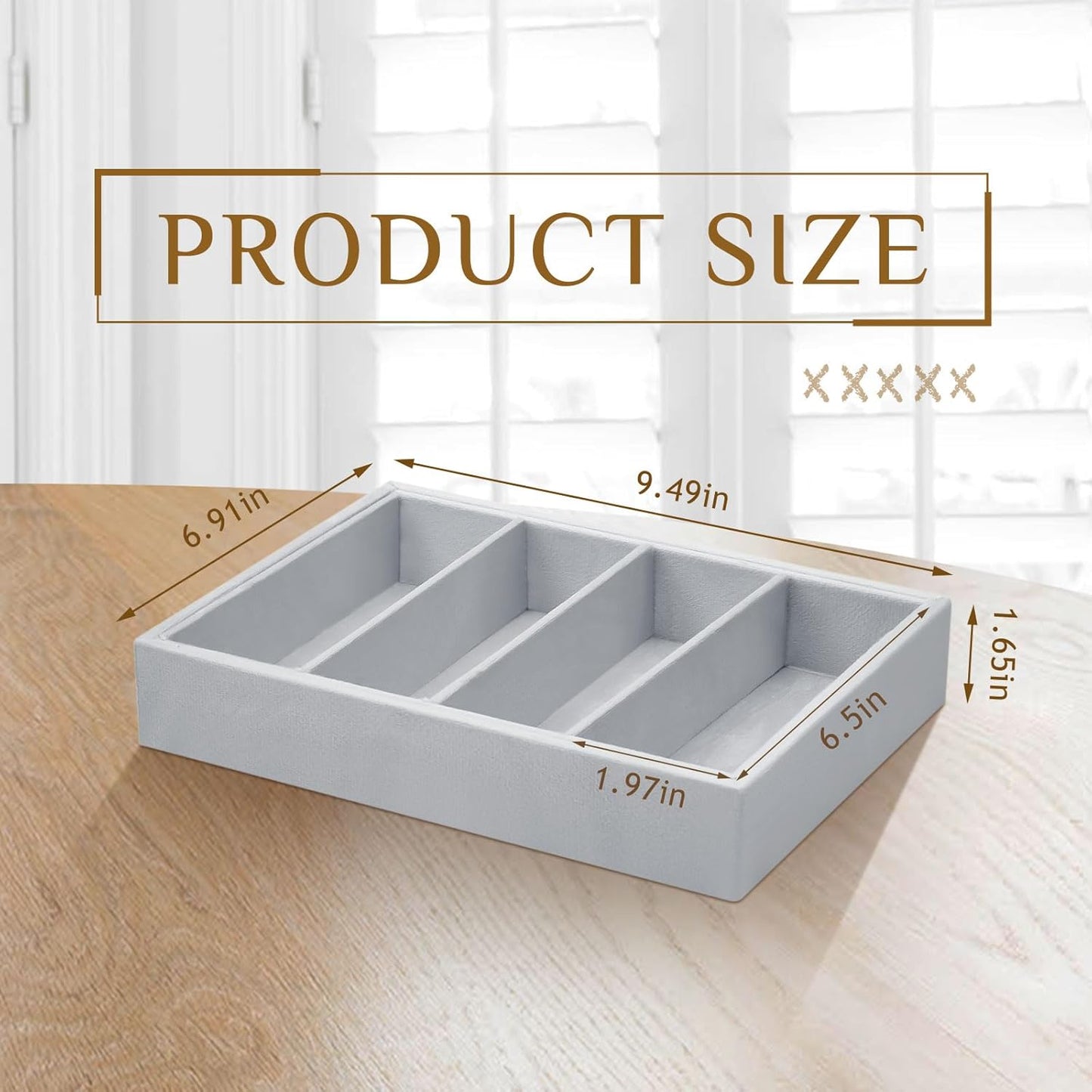Amylove 4 Pcs Gray Sunglass Organizer Trays 4 Grids Velvet Glasses Holder Jewelry Display Organizer Eyeglasses Storage Box Drawer