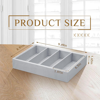 Amylove 4 Pcs Gray Sunglass Organizer Trays 4 Grids Velvet Glasses Holder Jewelry Display Organizer Eyeglasses Storage Box Drawer