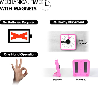 Visual Timer 7.5 inch; 60 Minute 1 Hour Countdown Timer for Kids Classroom Teaching Tool Home Office Meeting, Mechanical Countdown Clock for Exam Time Management Magnetic, Sky Blue with Colorful Disc