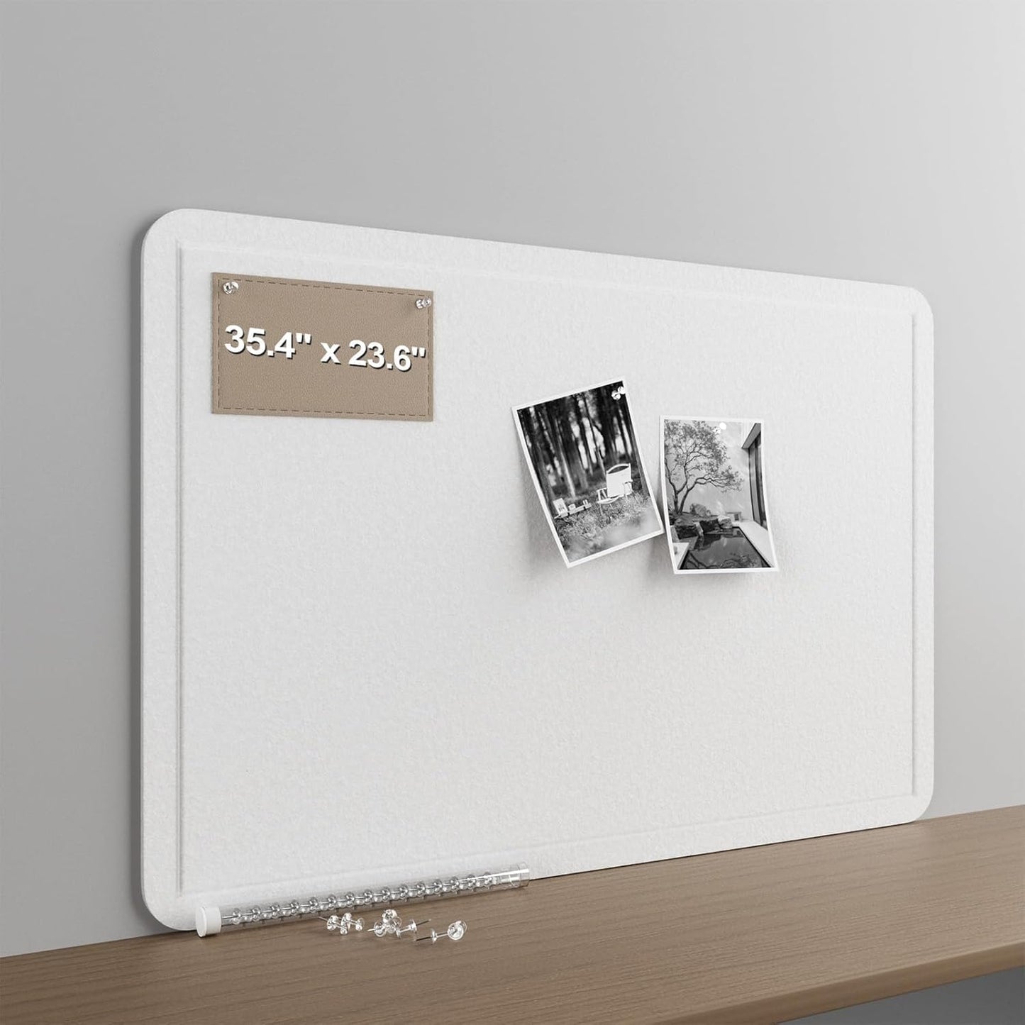 Large Felt Bulletin Board for Wall, 24"x18" Frameless Picture Board, Soft Felt Cork Board for Office, Home Planning & Office Wall Decor, Easy Install Pin Board