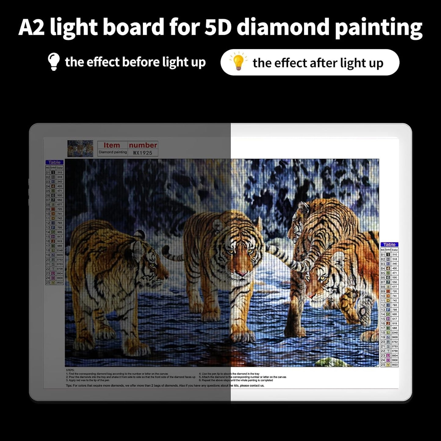 TOHETO A4 Light Board for Diamond Painting, Super Bright Magnetic Light Pad with Side Buttons, Lightbox for Tracing and Drawing, Corded Light Table for Sketching, Animation, Weeding Vinyl (Black)