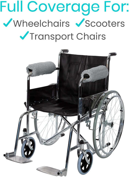 Vive Wheelchair Armrest Pads (2 PCS) - Memory Foam Sheepskin Cushion Accessories for Transport Electric Wheel Chair Arm Rests - for Adults, Seniors, Handicapped - Soft Support for Office Chair