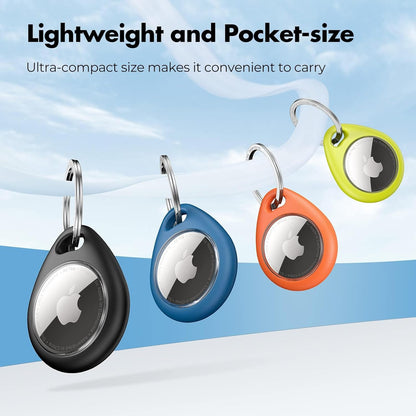 UNBREAKcable AirTag Holder for Apple - 4 Pack Air Tag Case [Fit Tightly Design] [Easy to Install] [Hold Securely] Waterproof TPU Protective Cover with Metal Keychain for Kids,Pet,Luggage,Backpack,Keys