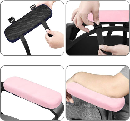 MOSISO Chair Armrest Pads (2 Pack), Memory Foam Home/Office Chair Arm Rest Covers Comfy Computer Gaming Elbow Cushion Removable Washable Elbow Support Forearm Pressure Relief, Black