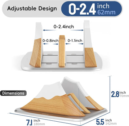AFOOYO Vertical Dual Laptop Stand - Snow Peak-Shaped Wooden Adjustable Laptop Holder,2 Slots Desktop Dock Compatible with All MacBook, Surface,Chromebook,Dell & More(Beechwood)