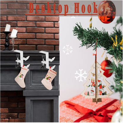 Desktop Hook Under-Table Handbag Hanger Wallet Hook Simple for Holiday Decoration Desktop Backpack Rack Headphone Hanger 2-Piece Pack Double Hook (Black)