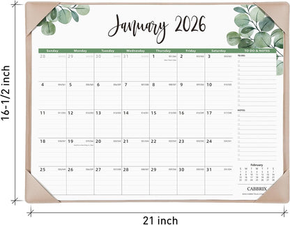 Large Desk Calendar 2026 with Desktop Mat, Cabbrix Desk Pad Calendar 22 x 17 Inch Covering January 2026 to June 2027, Desk Blotter Calendar 2026 for Home School and Office
