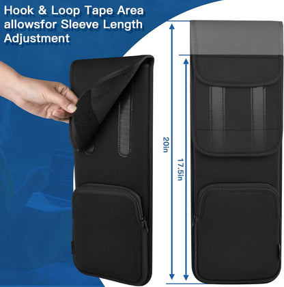 Keyboard Sleeve Travel Case for Wireless Bluetooth Full Size Keyboards (up to 20 Inches), 6.1" x 17.5" up to 6.1" x 20" Neoprene Protective Keyboard Case with Mouse Storage Pocket (Black)