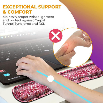 Mouse Pad with Wrist Support, Ergonomic Gel Mouse Pad Beautiful Flowers,Non-Slip Durable, Memory Foam Keyboard Wrist Rest, Suitable for Office Typing Games, Pink Hyacinths on Wood Panel