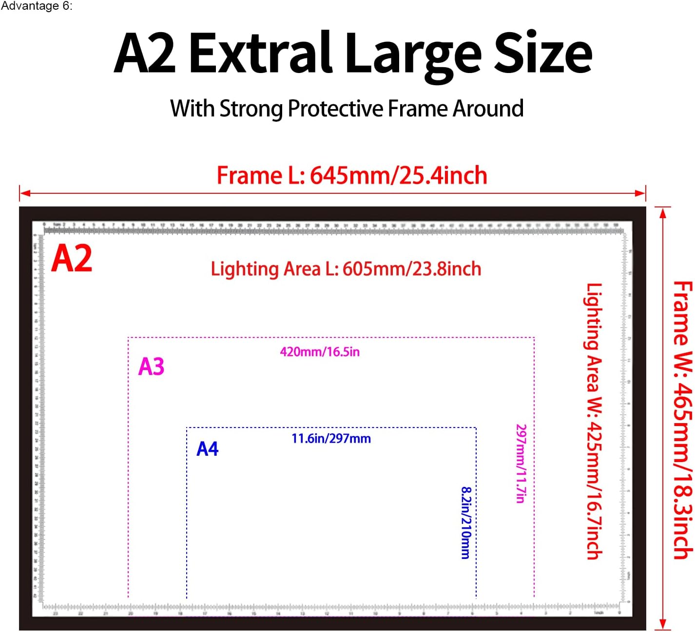 WELZK Light Board A3, 16.6×12.6inchs Light Pad, Side Button Design, 9 Levels/Stepless Dimming, Light Box Widely for Diamond Painting, Tracing, Weeding Vinyl etc.