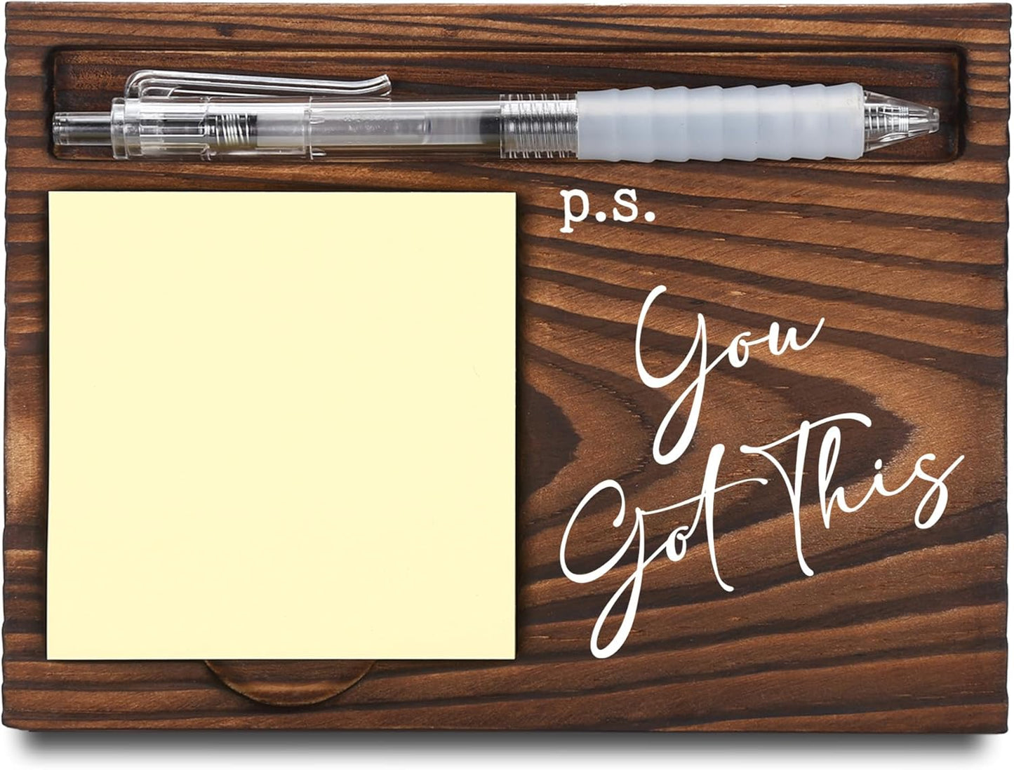 Inspirational Motivational Gifts, Encourage Gifts, Recovery Gifts, Little Reminders Sticky Note Holder, Post-it Note Dispenser for Desk, Wooden Post-it Note & Pen Holder 6.5" x 4.7" - FTA121