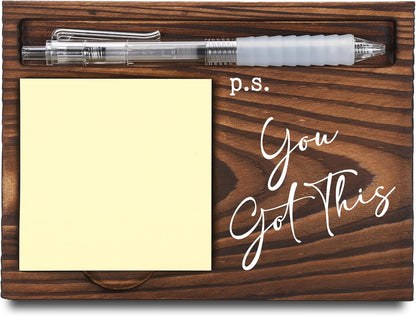 Inspirational Motivational Gifts, Encourage Gifts, Recovery Gifts, Little Reminders Sticky Note Holder, Post-it Note Dispenser for Desk, Wooden Post-it Note & Pen Holder 6.5" x 4.7" - FTA121