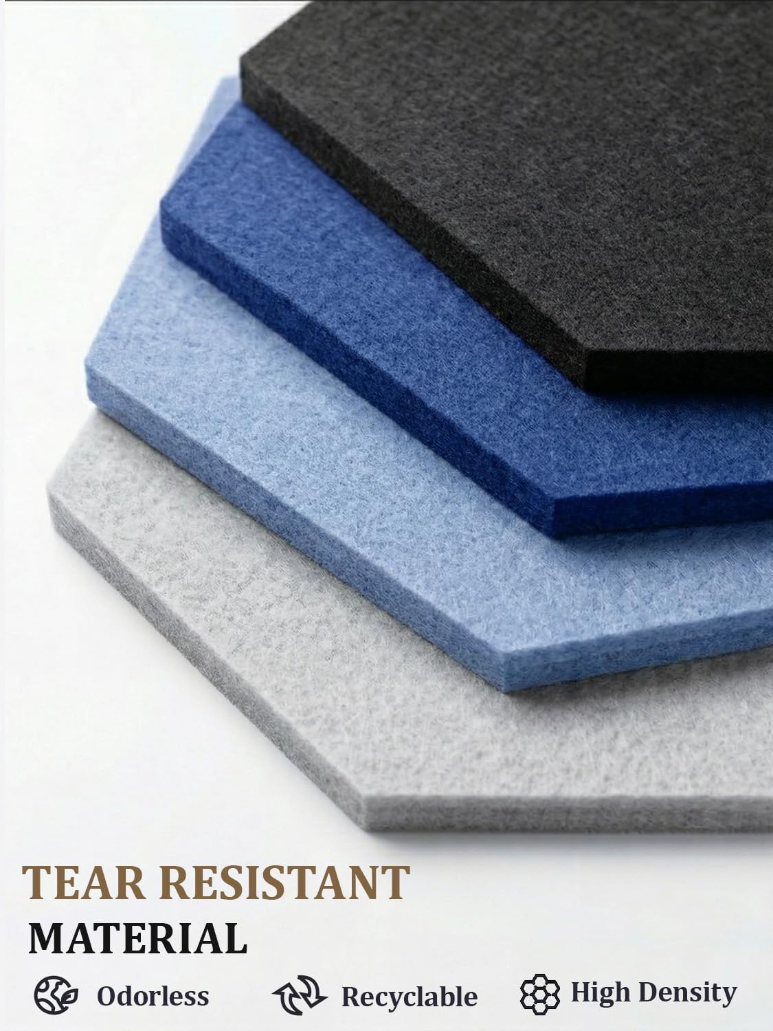8 Pack Hexagon Felt Bulletin Board Tiles - 12" Large Thick Pin Board for Walls with 30 Push Pins, DIY Boards for Office Home School Decor, Aesthetic Hex Cork Board Alternative