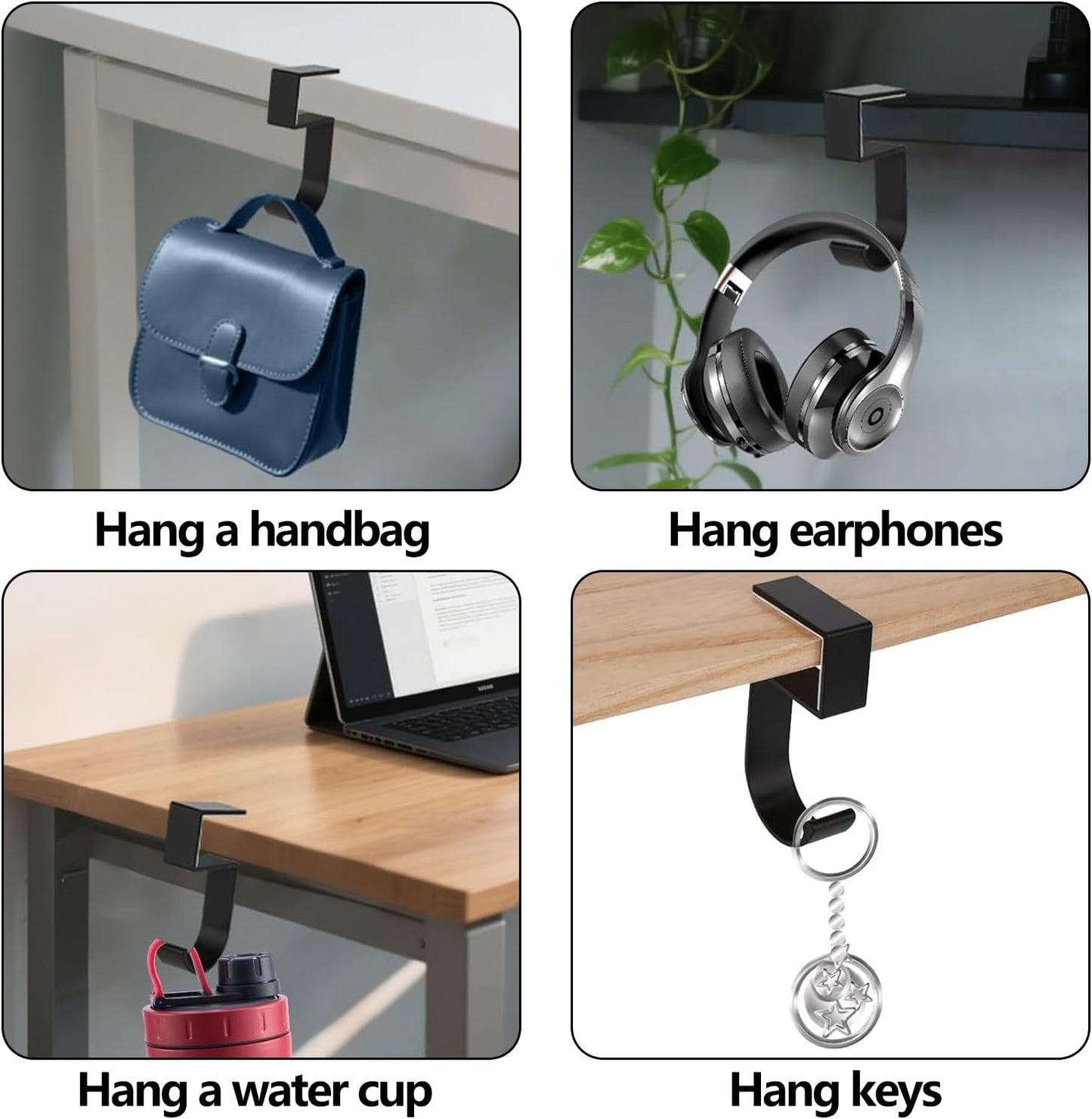 Heavy Duty Portable Purse Hook for Table and Desk,No-Nail Handbag Hanger - Includes Desk Hooks,Portable Purse Hook for Table,for Hanging Bags,Purses,Umbrellas,Keys,Cups,Headphones (2pcs)