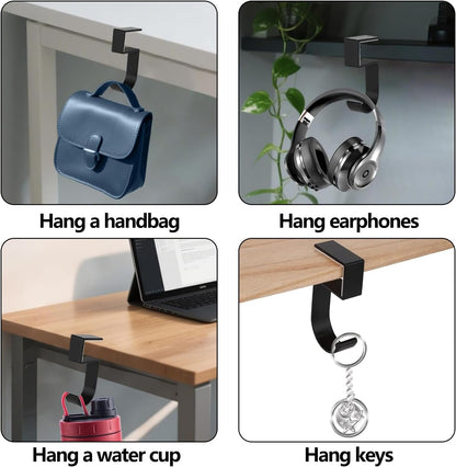 Heavy Duty Portable Purse Hook for Table and Desk,No-Nail Handbag Hanger - Includes Desk Hooks,Portable Purse Hook for Table,for Hanging Bags,Purses,Umbrellas,Keys,Cups,Headphones (2pcs)