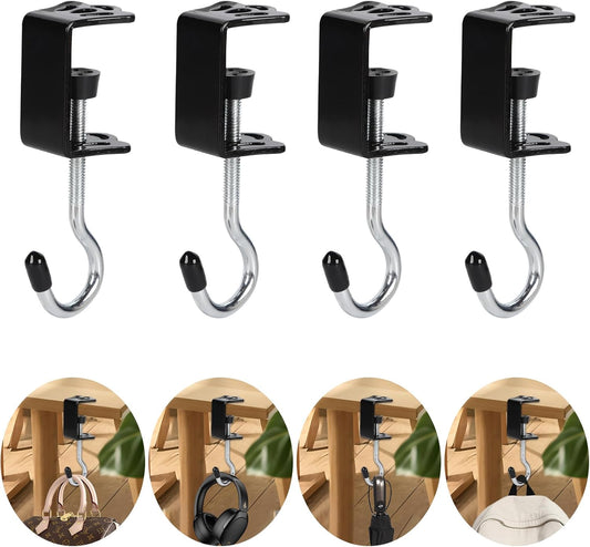 4 Pack Heavy-Duty Purse Hooks for Table & Desk - 50lb Capacity High-Strength Alloy Hanger, Multi-Use Organizer for Handbag, Backpack, Headphone, Space-Saving Office Table Accessories (Multicolor)