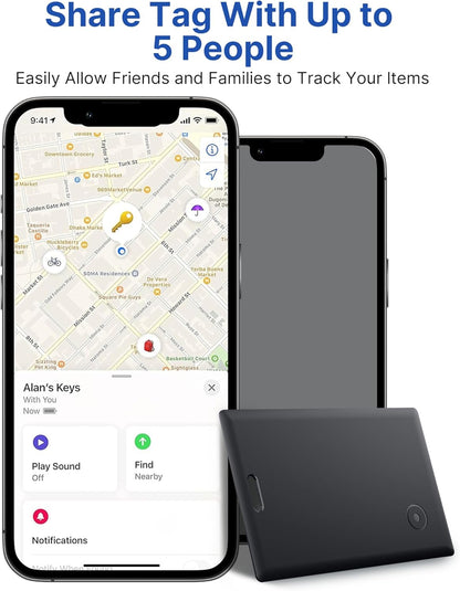 Wallet Tracker:2026 Tracker Card for iPhone & Apple Find My - Card Locator (2-Pack) for Keys, Wallet, & Bags, Long-Lasting Battery, Lost Mode & Alerts
