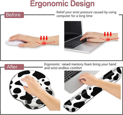 Mouse Pad with Wrist Support, Ergonomic Gel Mouse Pad Beautiful Flowers,Pink Hyacinths on Wood Panel，Non-Slip Durable, Memory Foam Keyboard Wrist Rest, Suitable for Office Typing Games