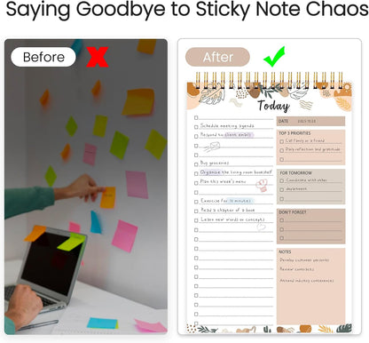 To Do List Notepad - To Do List Notebook for Work with 52 Sheets, Undated Daily Planner Perfect for Enhanced Productivity and Goal Achievement - Green