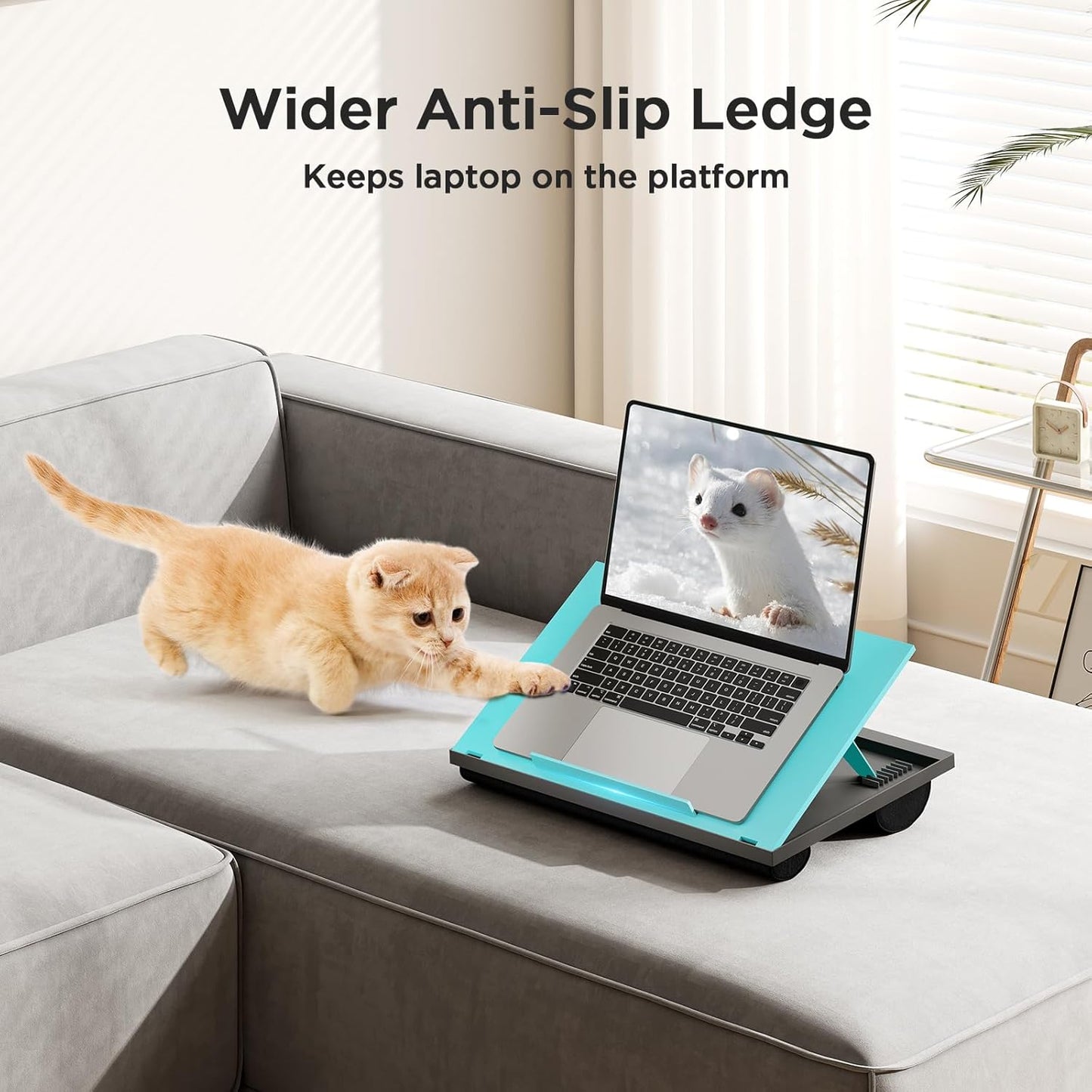 HUANUO Laptop Desk, Portable Laptop Stand Fits Up to 15.6 Inch Laptops, Adjustable with 8 Angles Lap Desks for Adults - Dual Cushion Desk for Sofa, Bed, Car or Work Table