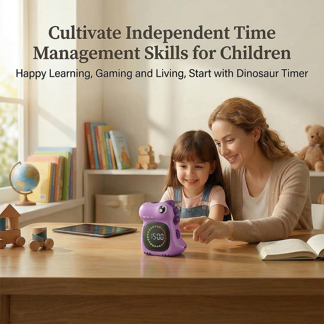 Visual Timer for Kids Light Blue Dinasuor Kids Timer Visual Led Rechargeable Toddler Timer Visual Countdown for Classroom Home Studing Playing