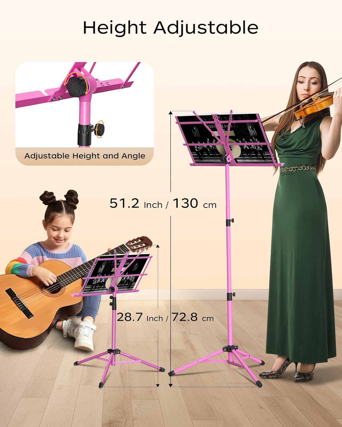 K KASONIC Music Stand, 2 in 1 Dual-Use Folding Sheet Music Stand & Desktop Book Stand, Portable Lightweight with Music Sheet Clip Holder Carrying Bag