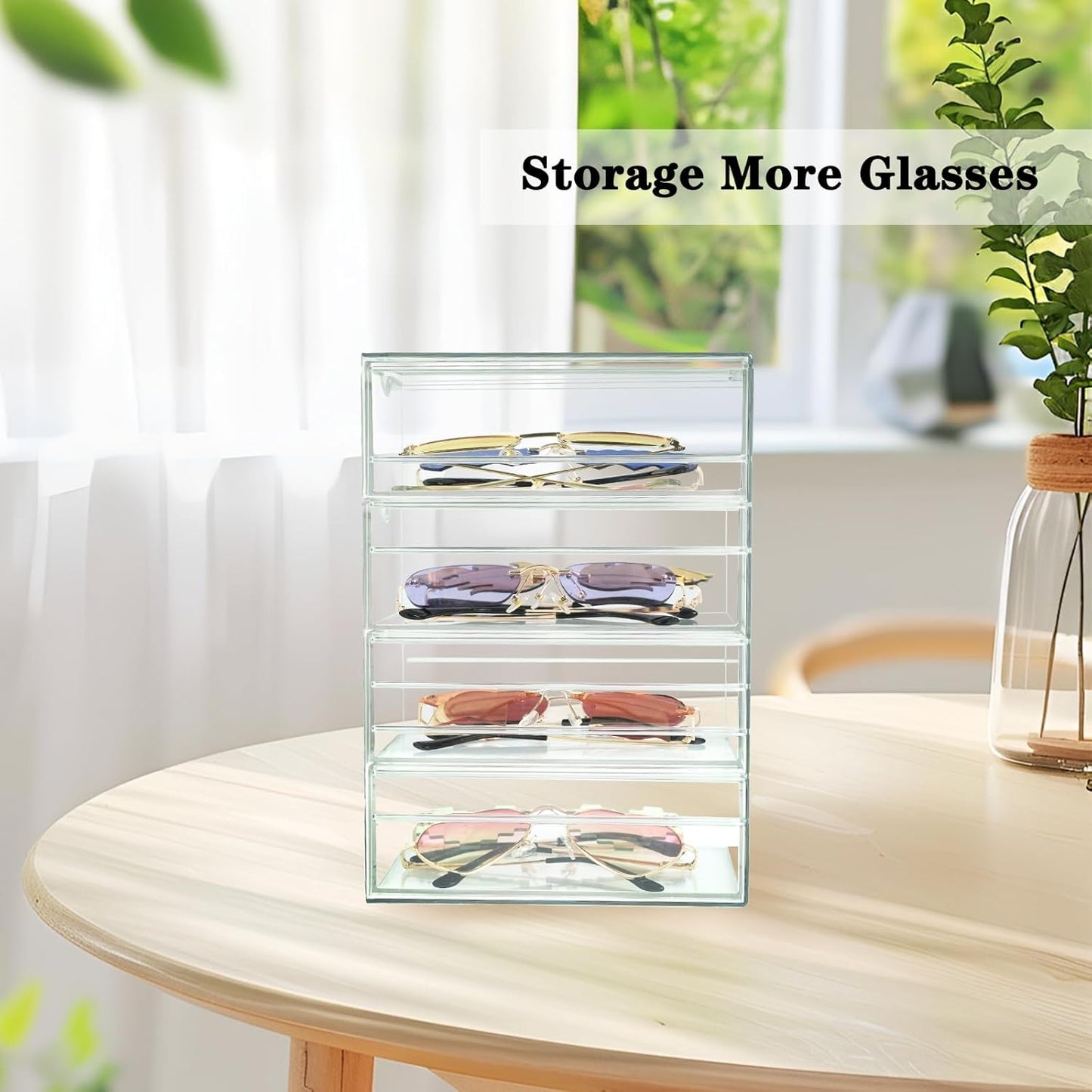 Clear Hair Accessories Organizer Box with 6 Layers, Acrylic Stackable Storage Drawers for Hair Ties, Claw Clips, Bow Holder for Girls, Vanity Makeup Organizer, Bathroom or Desk Countertop Container