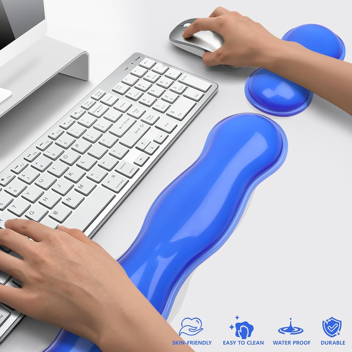 Gel Cloud Keyboard and Mouse Wrist Rest, Cute Wrist Support and Arm Support Keyboard Rest for Keyboard and Mouse Typing Pain Relief，Suitable for Office/Computer/Laptop/Gaming（White）