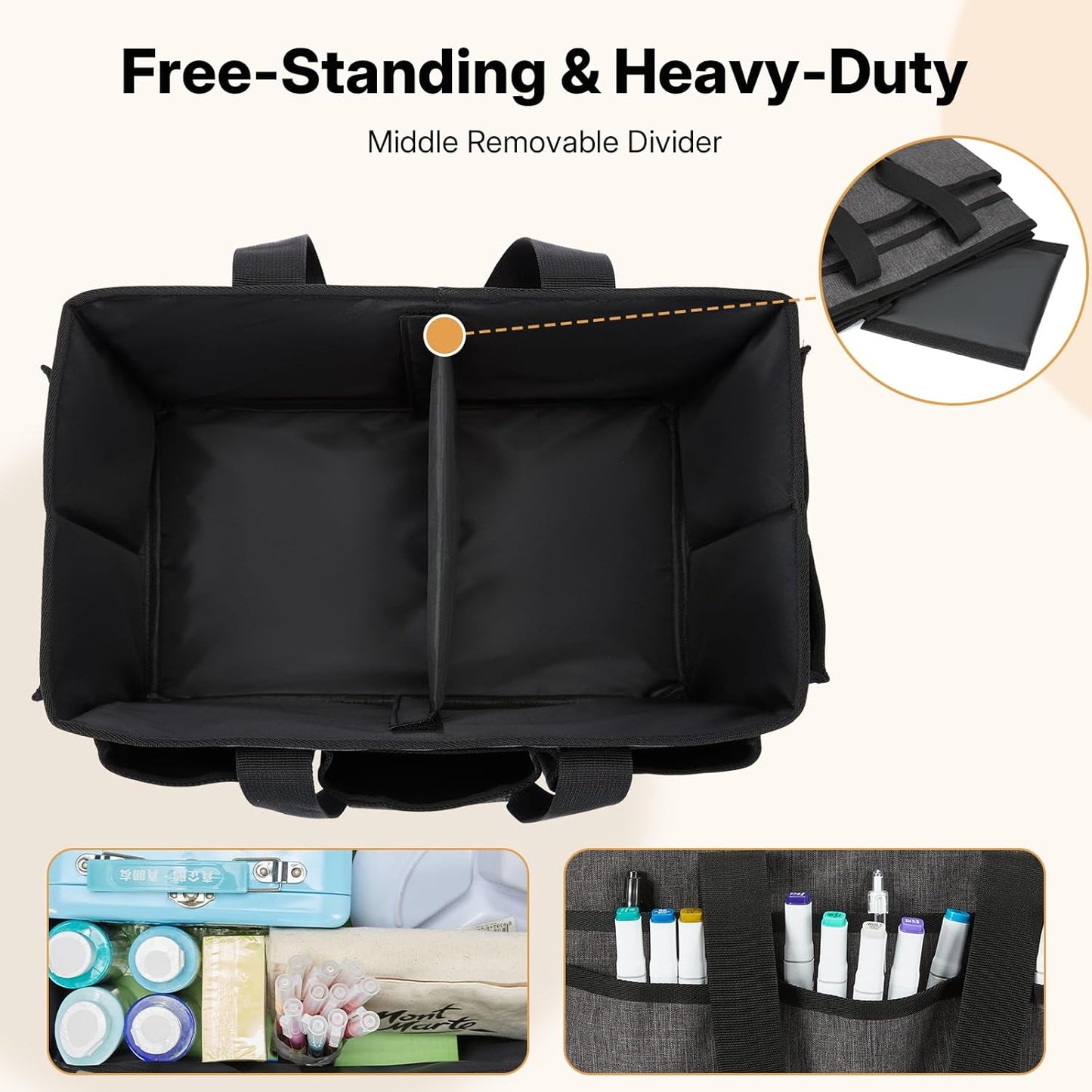 Craft Organizer Tote Bag, Art Organizer, Craft Caddy with Multiple Pockets, Storage Bag for Sewing Tools, Art Supplies, Home and Office (Cat Print)
