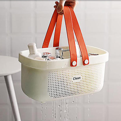 JiatuA Plastic Storage Basket with Handle Portable Shower Caddy Tote Organizer Basket Bin for Bathroom Kitchen Dorm Room Bedroom, Green