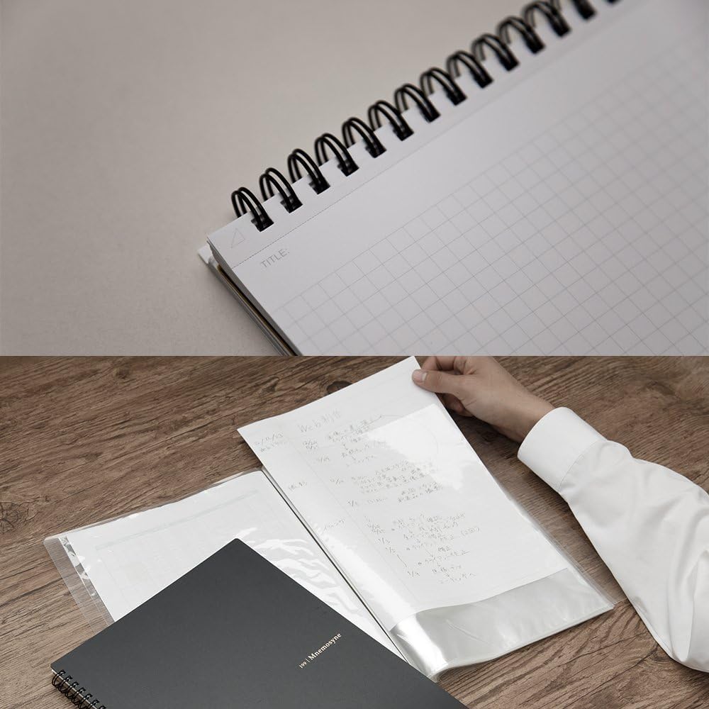 Maruman Mnemosyne Dot Grid Notebook- A5, 8.27" x 6.34", 80 Sheets / 160 Pages, 5mm Dotted Journal, Perforated Pages & Wire-Bound to Lay Flat, Black, Made in Japan